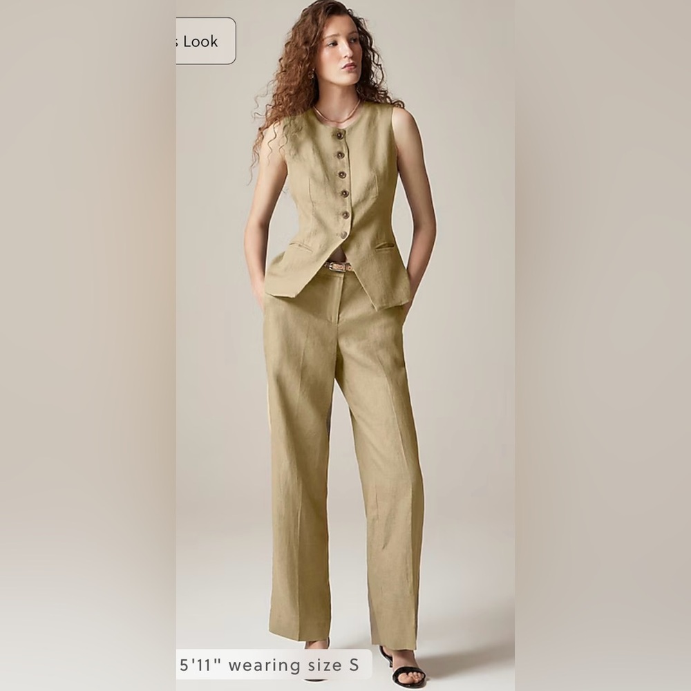 J.Crew Harbor pant in linen in dusty fatigue